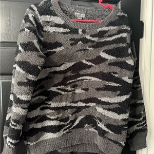 Barefoot Dreams Zebra Pattern Sweater - Black and Gray